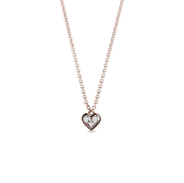 Diamantový náhrdelník se srdíčkem v růžovém zlatě KLENOTA