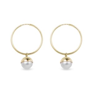 Kruhové zlaté náušnice s perlou KLENOTA