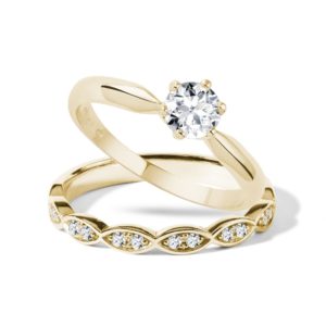 Elegantní snubní a zásnubní prsten ve zlatě KLENOTA