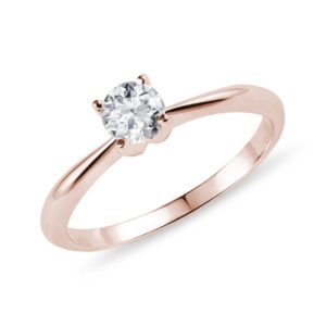Zásnubní prstýnek s diamantem v růžovém zlatě KLENOTA