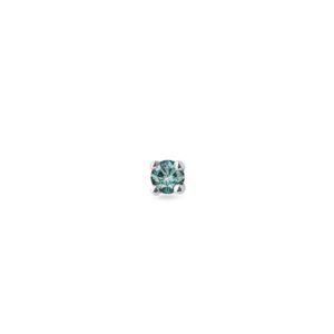 Jedna drobná náušnice z bílého zlata s modrým diamantem KLENOTA
