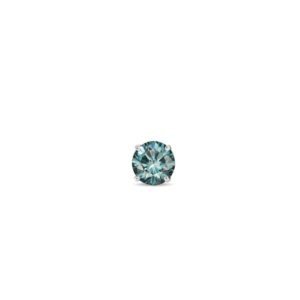 Jedna náušnice z bílého zlata s modrým diamantem KLENOTA