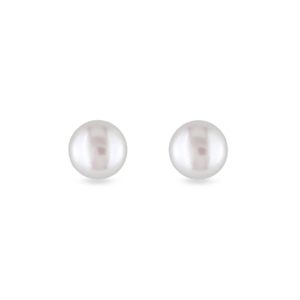 Náušnice perlové pecky z bílého zlata KLENOTA