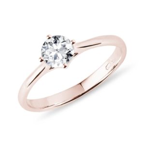 Prsten s půlkarátovým briliantem v růžovém 14k zlatě KLENOTA