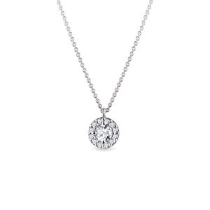 Minimalistický náhrdelník s diamanty v bílém zlatě KLENOTA