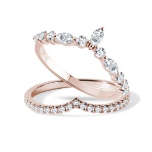 Trendy zásnubní set s diamanty v růžovém zlatě KLENOTA