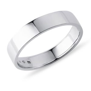 Klasický pánský snubní prsten z bílého zlata KLENOTA
