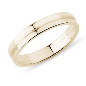Pánský prsten ze žlutého 14k zlata s rytinou KLENOTA
