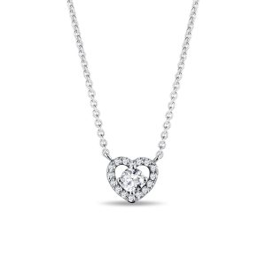 Diamantový náhrdelník srdce z bílého zlata KLENOTA