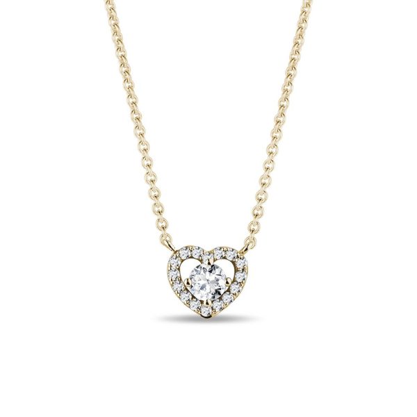 Diamantový náhrdelník srdce ze žlutého zlata KLENOTA