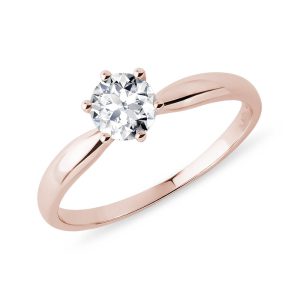 Prsten s půlkarátovým briliantem v růžovém zlatě KLENOTA