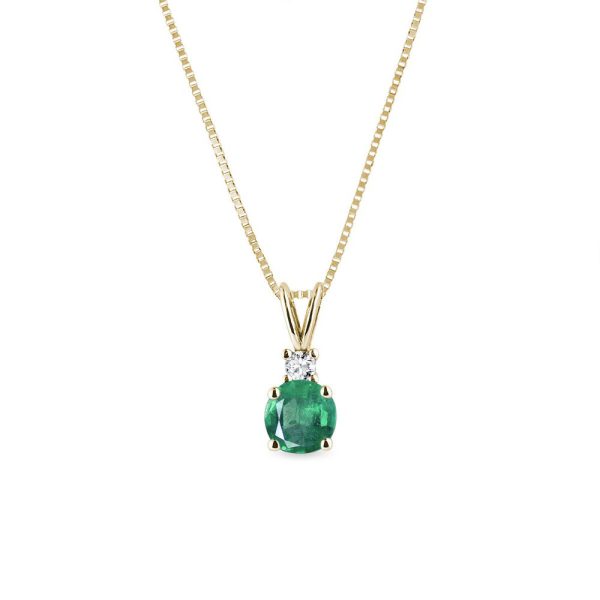 Zlatý smaragdový náhrdelník s diamantem KLENOTA