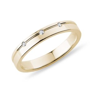 Dámský snubní prsten se třemi diamanty ze žlutého zlata KLENOTA