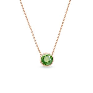 Náhrdelník se zeleným diamantem v růžovém 14k zlatě KLENOTA