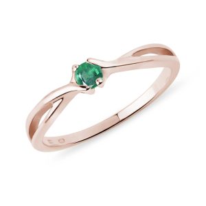 Prsten se smaragdem v růžovém zlatě KLENOTA