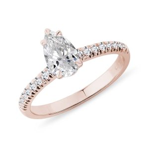 Prsten z růžového zlata s 0.7ct diamantem a brilianty KLENOTA