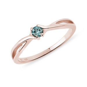 Prsten z růžového zlata s modrým diamantem KLENOTA
