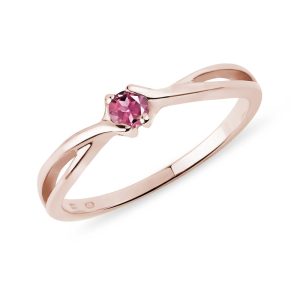 Prsten z růžového zlata s růžovým turmalínem KLENOTA
