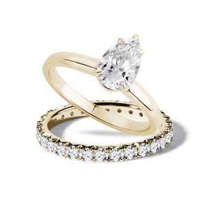 Set svatebních prstenů s diamanty ve žlutém zlatě KLENOTA