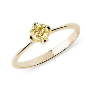 Zlatý prsten se žlutým diamantem KLENOTA