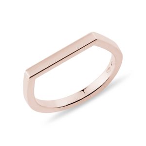 Prsten na malíček s rovnou ploškou v růžovém zlatě KLENOTA