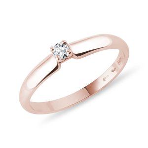 Prsten z růžového zlata s briliantem KLENOTA