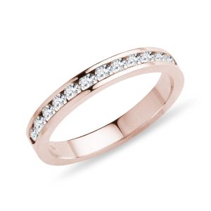 Briliantový snubní prsten v růžovém zlatě KLENOTA