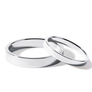 Minimalistické snubní prsteny z bílého zlata KLENOTA