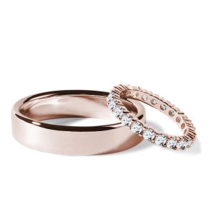 Set eternity & hladký snubní prsten v růžovém zlatě KLENOTA