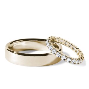 Set eternity & hladký snubní prsten ve žlutém zlatě KLENOTA