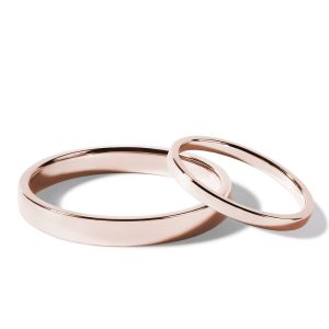 Set minimalistických snubních prstenů v růžovém zlatě KLENOTA
