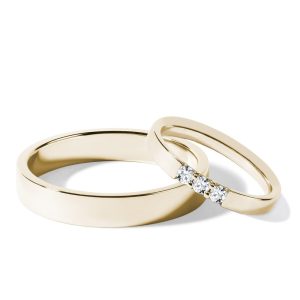 Set snubních prstenů s diamanty ve žlutém zlatě KLENOTA
