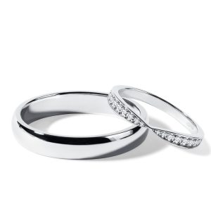 Set snubních prstenů z bílého zlata s diamanty KLENOTA