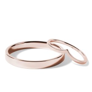 Snubní souprava s chevron prstenem z růžového zlata KLENOTA