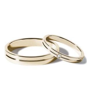 Souprava snubních drážkových prstenů ze žlutého zlata KLENOTA
