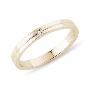 Dámský snubní prsten ze žlutého zlata s diamantem KLENOTA