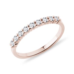 Diamantový snubní prsten v růžovém zlatě KLENOTA