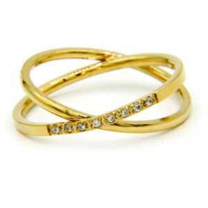 BRUNOshop.cz S3188 Dvojitý prsten GOLD s kamínky Velikost: 9 (EU: 59 - 61)