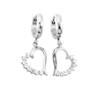 BRUNOshop.cz S3803 Visací náušnice SRDÍČKA s kamínky