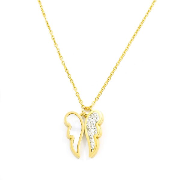BRUNOshop.cz S3870 Náhrdelník ANDĚLSKÁ KŘÍDLA s kamínky BÍLÝ GOLD