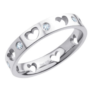 BRUNOshop.cz S3960 Prsten SRDCE s kamínky Velikost: 8 (EU: 56