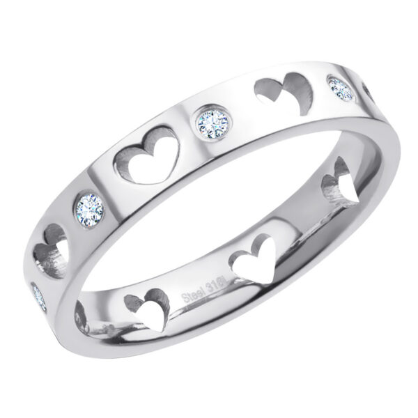 BRUNOshop.cz S3960 Prsten SRDCE s kamínky Velikost: 8 (EU: 56