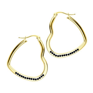 BRUNOshop.cz S4007 Visací náušnice SRDCE s kamínky ČERNÉ GOLD