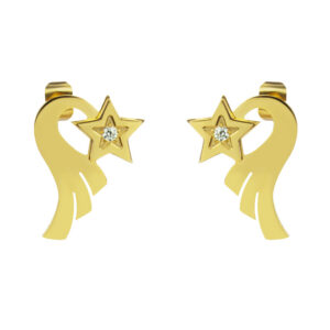BRUNOshop.cz S4018 Náušnice KOMETA s kamínkem GOLD