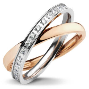 BRUNOshop.cz S4063 Pohyblivý prsten TWIST s kamínky ROSE GOLD Velikost: 8 (EU: 56