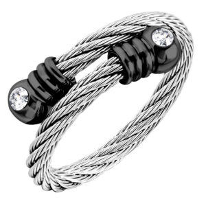 BRUNOshop.cz S4175 Prsten CORD s kamínky STŘÍBRNÝ Velikost: Univerzální