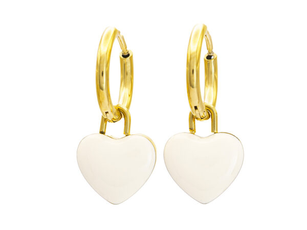 BRUNOshop.cz S4409 Visací náušnice PLNÉ SRDCE GOLD BÍLÉ