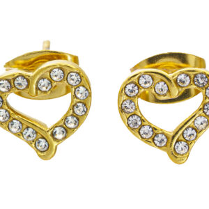 BRUNOshop.cz S4414 Náušnice SRDÍČKO s kamínky GOLD