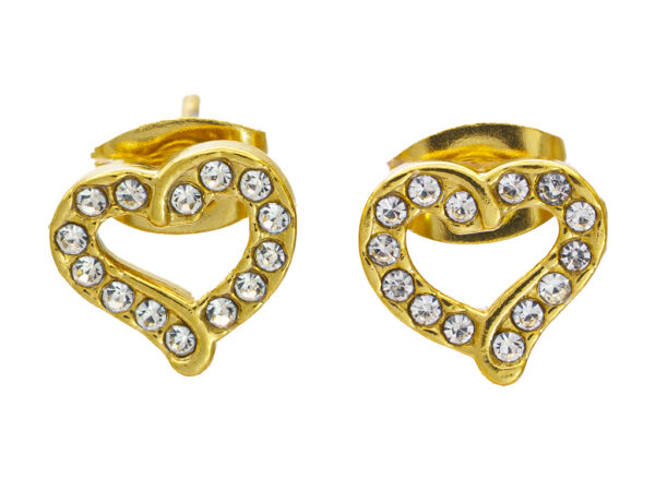 BRUNOshop.cz S4414 Náušnice SRDÍČKO s kamínky GOLD