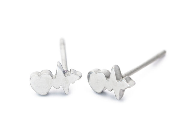 BRUNOshop.cz S4415 Náušnice KŘIVKA EKG se SRDÍČKEM